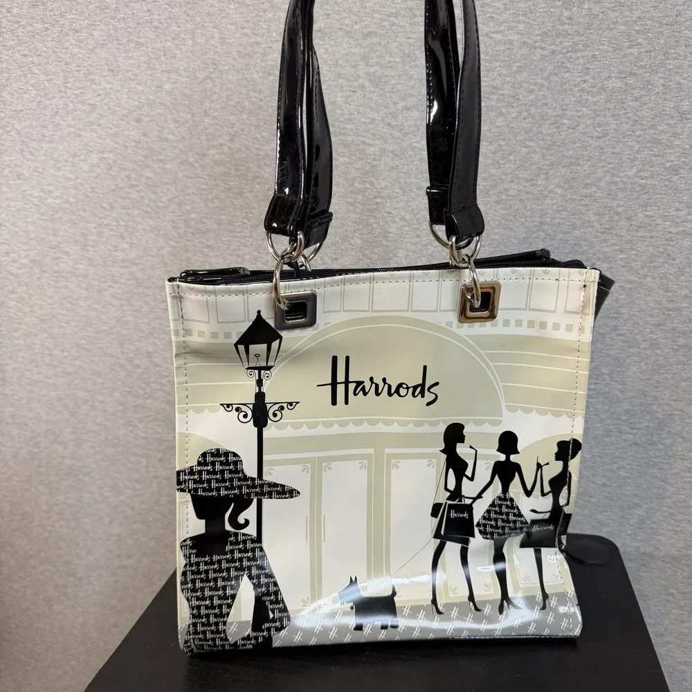 Harrods London PVC Tote Bag Knightsbridge Storefront Silhouette Shopping Purse